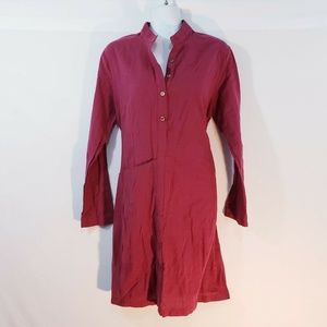 ZANZEA Lagenlook shirt‎ Dress Burgundy Size 10 Fron